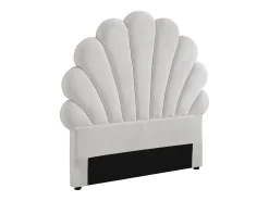 Cabeceira de cama concha 110 cm em veludo branco - MOANA