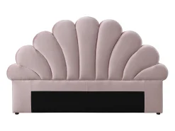 Cabeceira de cama em forma de concha 140 cm em veludo rosa - MOANA