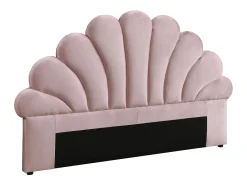 Cabeceira de cama em forma de concha 140 cm em veludo rosa - MOANA
