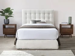 Cabeceira de cama estofada 140 cm tecido bouclé branco - FRANCESCO