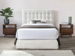 Cabeceira de cama estofada 160 cm tecido bouclé branco - FRANCESCO