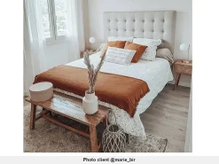 Cabeceira de cama estofada FRANCESCO - 140cm - Tecido - Bege