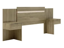 Cabeceira de cama extensível com mesas de cabeceira e 2 gavetas 140/160 cm carvalho. PARATI