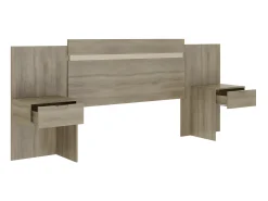 Cabeceira de cama extensível com mesas de cabeceira e 2 gavetas 140/160 cm carvalho. PARATI