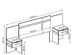 Cabeceira de cama extensível com mesas de cabeceira e 2 gavetas 140/160 cm carvalho. PARATI