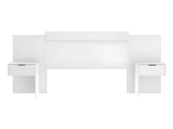 Cabeceira de cama extensível com mesas de cabeceira e 2 gavetas 140/160 cm Branco. PARATI