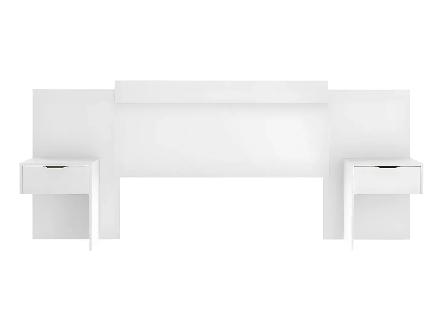 Cabeceira de cama extensível com mesas de cabeceira e 2 gavetas 140/160 cm Branco. PARATI