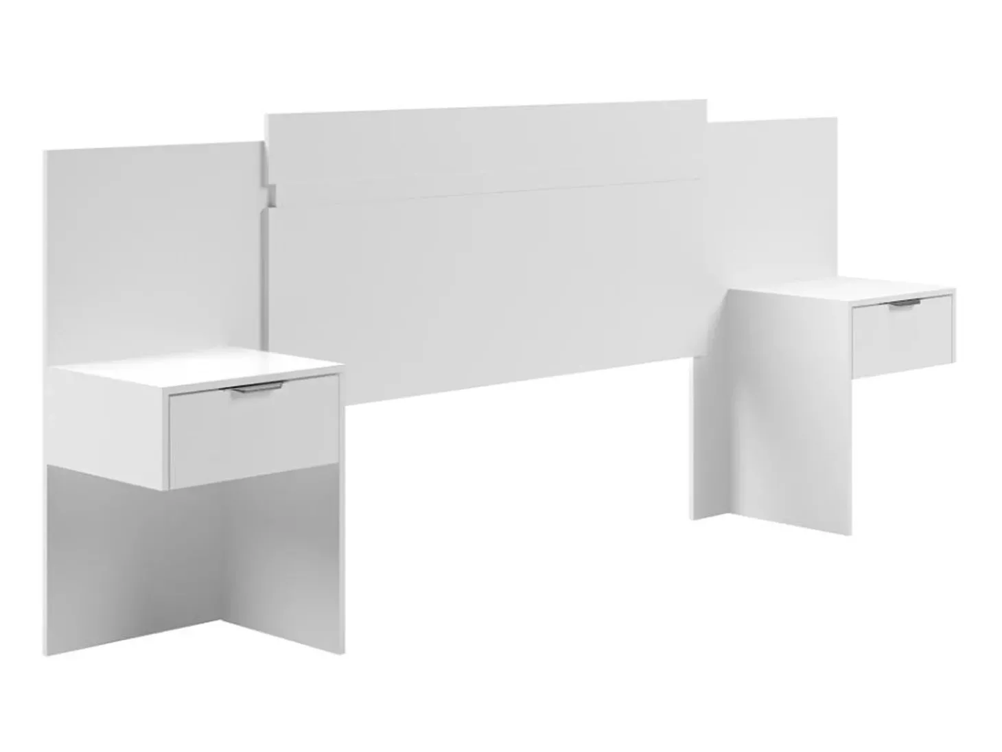 Cabeceira de cama extensível com mesas de cabeceira e 2 gavetas 140/160 cm Branco. PARATI