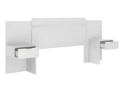 Cabeceira de cama extensível com mesas de cabeceira e 2 gavetas 140/160 cm Branco. PARATI