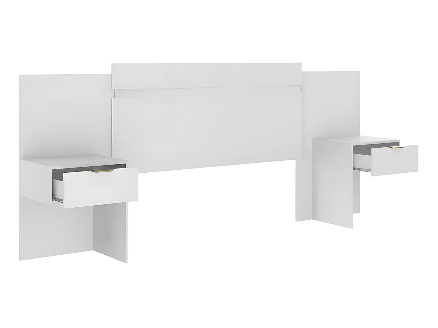 Cabeceira de cama extensível com mesas de cabeceira e 2 gavetas 140/160 cm Branco. PARATI
