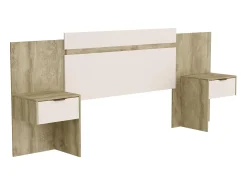 Cabeceira de cama extensível com mesas de cabeceira 140/160 cm cor natural e marfim - PARATI