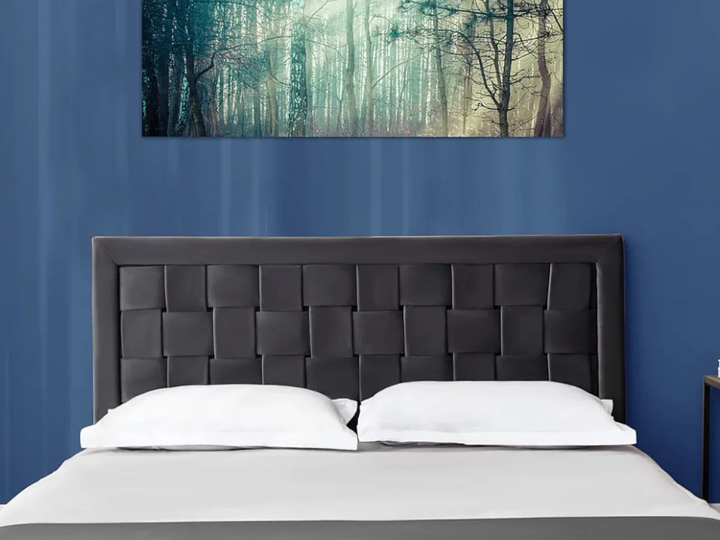 Cabeceira de cama tecida de 140 cm Veludo cinza-escuro. JENNA