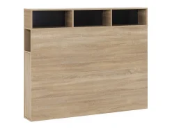 Cabeceira de cama Zeus 145 cm com armazenamento carvalho, 2 portas e 9 furos