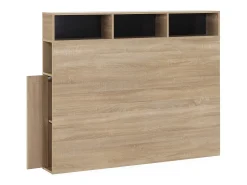 Cabeceira de cama Zeus 145 cm com armazenamento carvalho, 2 portas e 9 furos