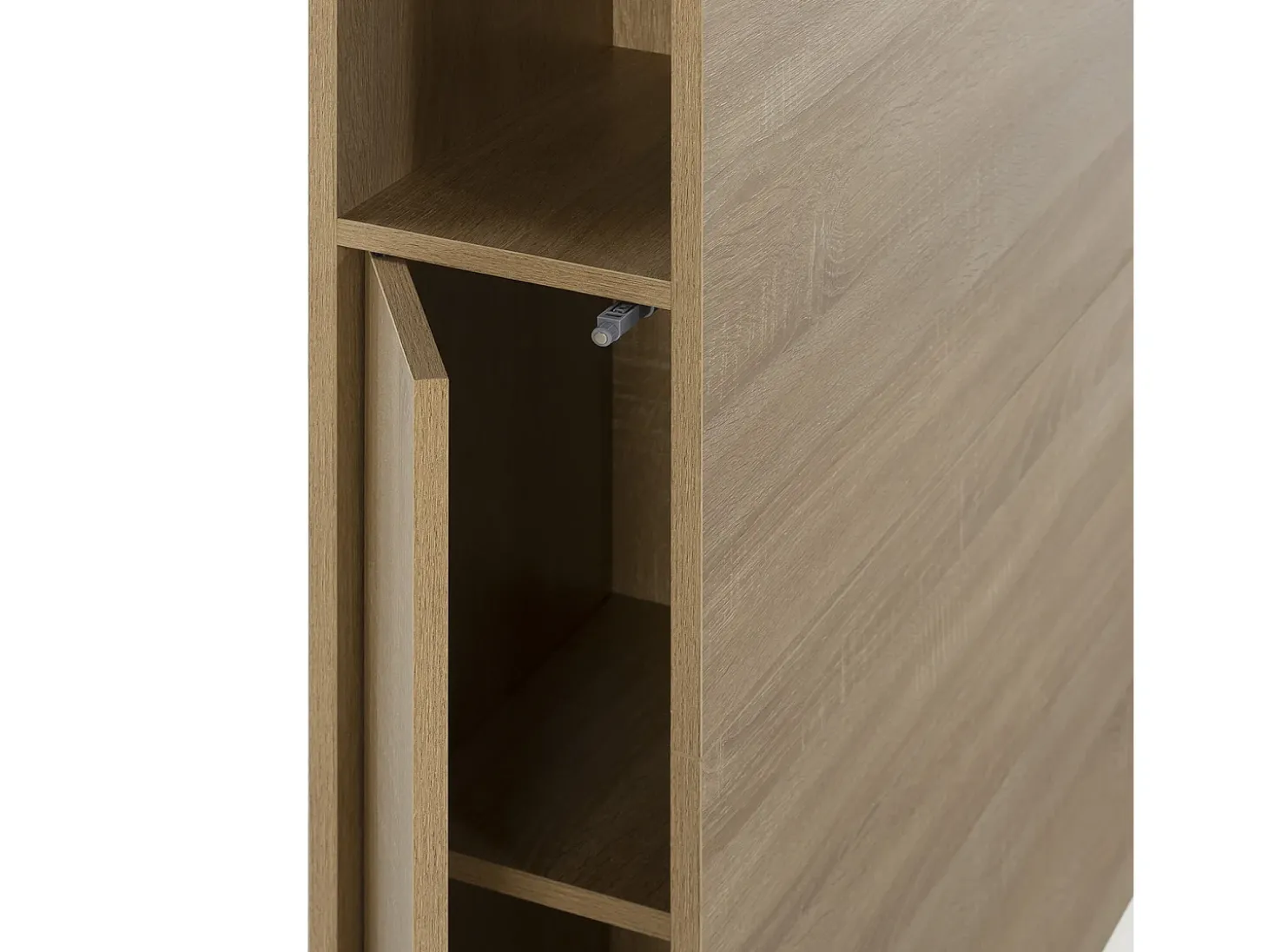 Cabeceira de cama Zeus 145 cm com armazenamento carvalho, 2 portas e 9 furos