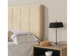 Cabeceira estofada Creta 160x60 cm Cor Bege, Acolchoada com Espuma, Bordado Vertical, 8 cm de Espessura
