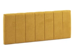 Cabeceira estofada Creta 140x60 cm Cor Mostarda, para Cama 135, Acolchoada com Espuma, Bordado Vertical, 8 cm de Espessura