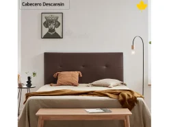 Cabeceira estofada Descansin 150x120 cm Wenge Tecido liso couro sintético