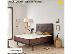 Cabeceira estofada Descansin 150x120 cm Wenge Tecido liso couro sintético