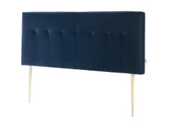 Cabeceira estofada Nápoles 140x100 cm Azul, para Cama 135, Veludo, Pernas de Madeira
