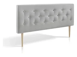 Cabeceira estofada Oslo 140x100 cm, capitonê em Tecido Cinza, 8 cm de profundidade.