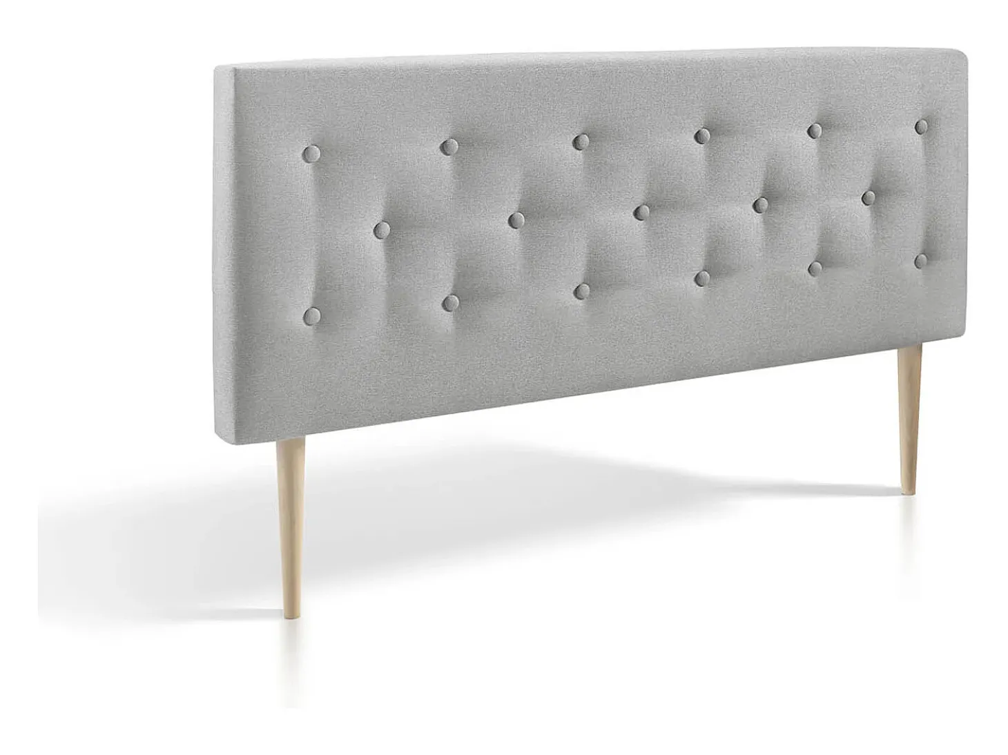 Cabeceira estofada Oslo 140x100 cm, capitonê em Tecido Cinza, 8 cm de profundidade.