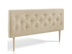 Cabeceira estofada Oslo 160x100 cm, capitonê em Tecido Bege, 8 cm de profundidade.