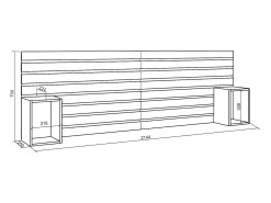 Cabeceira, 214x70x3cm, Cama de 135,140,150,160cm, Mesas de cabeceira, Cimento