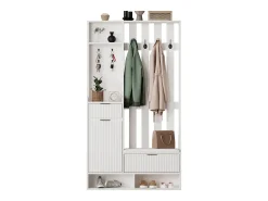 Cabide 6 em 1 - 100 x 30 x 180 cm - com 8 ganchos + sapateira + gavetas - aglomerado - branco