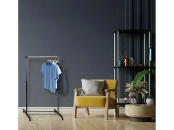 Cabide Ajustável com Rodízios em Aço Inoxidável 80x42x(90-165) cm