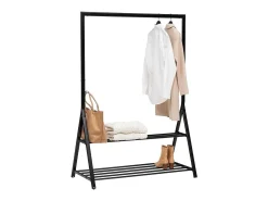 Cabide Artemis com barra e 2 prateleiras, preto, 121 x 167 cm