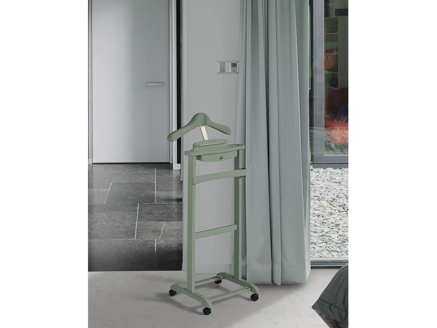 Cabide com rodas - A110cm x L47cm x F35cm - faia maciça verde - Rennes