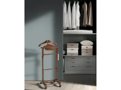 Cabide com rodas - A113cm x L47cm x F36cm - faia maciça nogueira - Toulouse