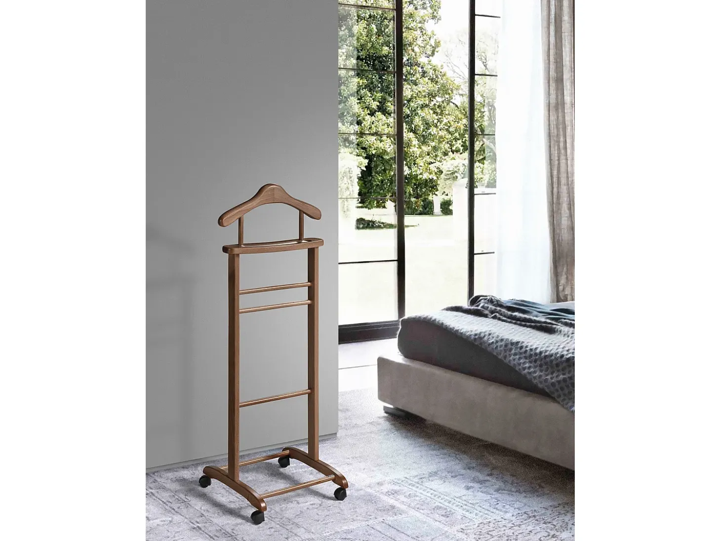 Cabide com rodas - A110cm x L45cm x F34cm - faia maciça nogueira - Lyon