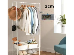 Cabide de designer com 3 prateleiras e 8 ganchos, cabideiro sólido, cabideiro para entrada, 39x39x169cm