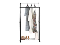 Cabide de melamina e metal para hall bege 74,5x157x39 cm