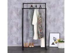Cabide de melamina e metal para hall bege 74,5x157x39 cm