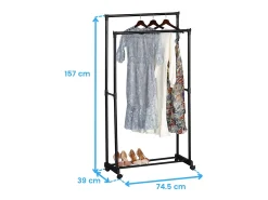 Cabide de melamina e metal para hall bege 74,5x157x39 cm
