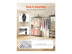 Cabide de Roupas Autoportante SucceBuy, Cabide com Estrutura de Aço, Guarda-roupa com Capacidade de Carga de 363 kg, com Barras