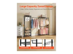 Cabide de Roupas Autoportante SucceBuy, Cabide com Estrutura de Aço, Guarda-roupa com Capacidade de Carga de 363 kg, com Barras