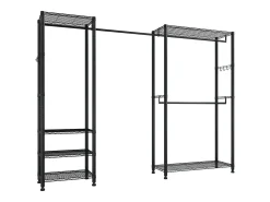Cabide de Roupas Autoportante SucceBuy, Cabide com Estrutura de Aço, Guarda-roupa com Capacidade de Carga de 363 kg, com Barras