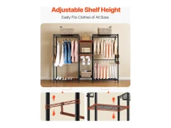 Cabide de Roupas SucceBuy com 7 Prateleiras Ajustáveis, Cabide com Estrutura de Aço, Guarda-roupa Capacidade de Carga 385,5 kg, com 4 Barras