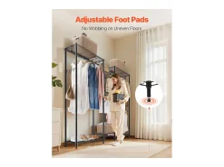 Cabide de Roupas SucceBuy com 7 Prateleiras Ajustáveis, Cabide com Estrutura de Aço, Guarda-roupa Capacidade de Carga 385,5 kg, com 4 Barras