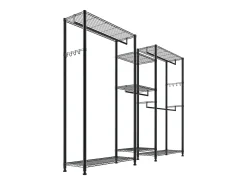 Cabide de Roupas SucceBuy com 7 Prateleiras Ajustáveis, Cabide com Estrutura de Aço, Guarda-roupa Capacidade de Carga 385,5 kg, com 4 Barras