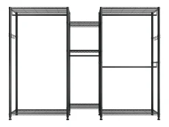 Cabide de Roupas SucceBuy com 7 Prateleiras Ajustáveis, Cabide com Estrutura de Aço, Guarda-roupa Capacidade de Carga 385,5 kg, com 4 Barras