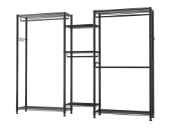 Cabide de Roupas SucceBuy com 7 Prateleiras Ajustáveis, Cabide com Estrutura de Aço, Guarda-roupa Capacidade de Carga 385,5 kg, com 4 Barras