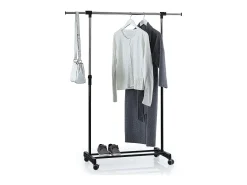 Cabide extensível com rodas Icare, preto e cinza, 120 cm