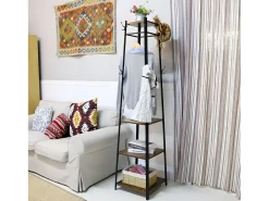 Cabide sobre pés design de papagaio cabideiro com 4 prateleiras cabideiro sólido cabideiro 8 ganchos 43x43x180cm
