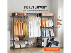 Cabide, SucceBuy Cabide para Roupa de Alta Resistência, Capacidade de 362 kg, 4 Varões para Pendurar e 8 Níveis de Arrumação, Cabide com Rodas