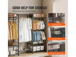 Cabide, SucceBuy Cabide para Roupa de Alta Resistência, Capacidade de 362 kg, 4 Varões para Pendurar e 8 Níveis de Arrumação, Cabide com Rodas